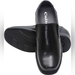 CALTO Men's Elevator Shoes - Black Leather Slip-On Loafers 3.6 Inches taller M 7